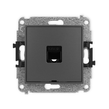 Mechanizm gniazda komputerowego pojedynczego 1xRJ45, kat. 5e, 8-stykowy, bez pola opisowego Karlik seria ICON 28IGKBO-1 kolor grafitowy mat
