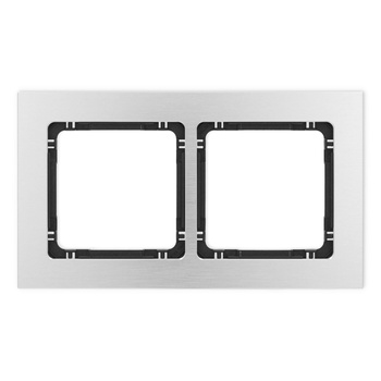 Ramka uniwersalna podwójna - aluminium szczotkowane ramka: srebrna; spód: czarny Karlik seria DECO 7-12-DRA-2 kolor srebrny
