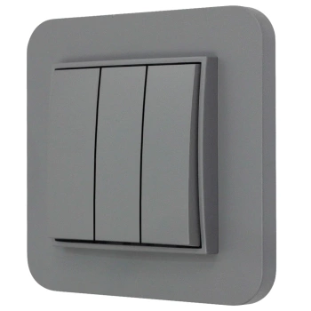 Włącznik potrójny z ramką zaokrągloną seria MINI kolor szary mat