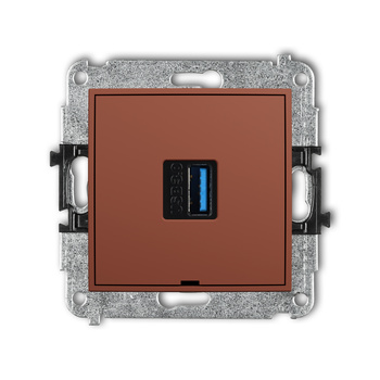 Mechanizm gniazda pojedynczego USB A-A 3.0, bez pola opisowego Karlik seria ICON 63IGUSBBO-5 kolor terakota