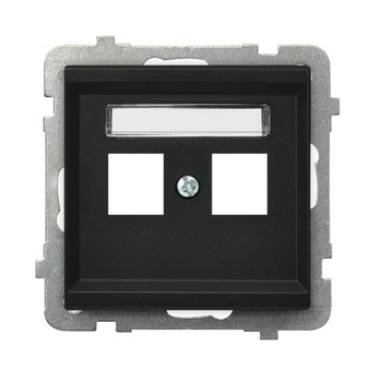 Obudowa gniazda podwójnego typu Keystone prosta seria SONATA kolor Czarny metalik symbol GPK-2R/p/33