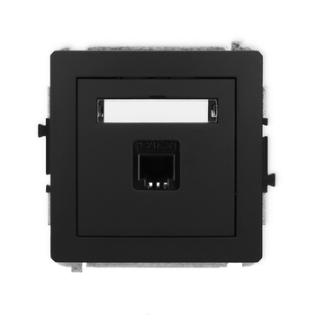 Mechanizm gniazda telefonicznego pojedynczego 1xRJ11, 4-stykowy, beznarzędziowe Karlik seria DECO 12DGT-1 kolor czarny mat