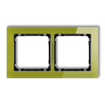 Ramka uniwersalna podwójna - efekt szkła ramka zielona; spód czarny Karlik seria DECO 2-12-DRS-2 kolor zielony