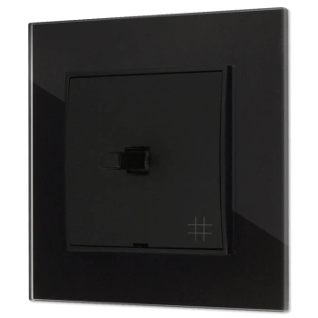 Włącznik krzyżowy w stylu USA ramka kwadratowa efekt szkła seria ICON kolor czarny