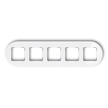 Ramka uniwersalna pięciokrotna okrągła - efekt szkła ramka: biała spód: grafitowy mat Karlik seria ICON 0-28-IRSO-5 kolor biały