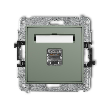 Mechanizm gniazda komputerowego pojedynczego 1xRJ45, kat. 5e, ekranowany, 8-stykowy Karlik seria MINI 61MGK-1e kolor szałwiowy