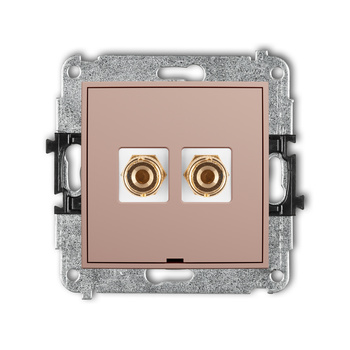 Mechanizm gniazda głośnikowego pojedynczego, bez pola opisowego typu banan - czerwony i czarny, pozłacany, 4 mm2, do lutowania Karlik seria ICON 62IGGBO-3 kolor łososiowy