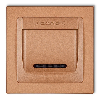 Łącznik hotelowy z ramką uniwersalną pojedynczą z tworzywa DECO Karlik seria DECO 8DSH-1 kolor złoty metalik