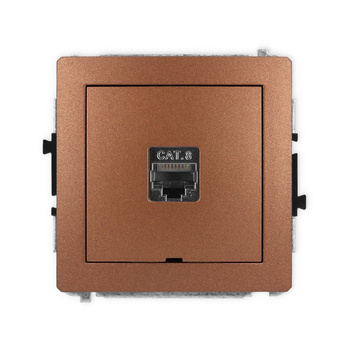 Mechanizm gniazda komputerowego pojedynczego 1xRJ45, kat. 8, ekranowany, 8-stykowy, bez pola opisowego Karlik seria DECO 9DGKBO-11 kolor brązowy metalik
