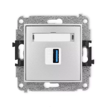 Mechanizm gniazda pojedynczego USB A-A 3.0 Karlik seria ICON 7IGUSB-5 kolor srebrny metalik