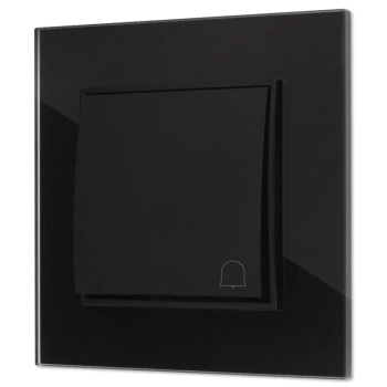 Włącznik dzwonkowy z ramką kwadratową efekt szkła seria ICON kolor czarny