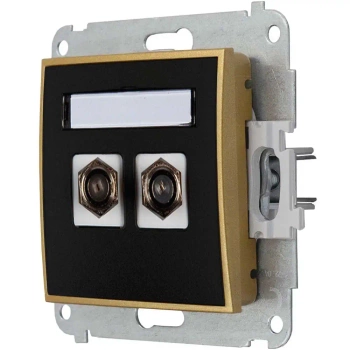 Gniazdo antenowe 2x bez ramki karlik mini kolor czarny mat/złoty