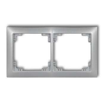 Ramka uniwersalna podwójna z tworzywa DECO Soft Karlik seria DECO 7DRSO-2 kolor srebrny metalik