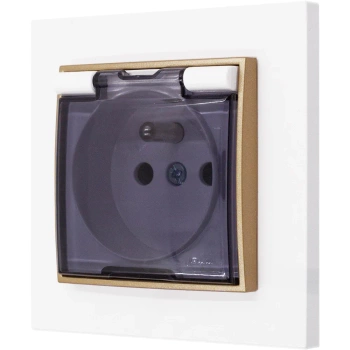 Gniazdo hermetyczne z ramką karlik mini kolor biały/złoty