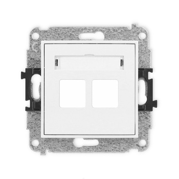 Mechanizm gniazda multimedialnego podwójnego bez modułu standard Keystone Karlik seria ICON 25IGM-2P kolor biały mat