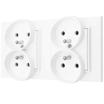 Dwa gniazda podwójne z ramką prostą seria MINI kolor biały mat
