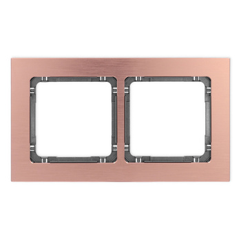 Ramka uniwersalna podwójna - aluminium szczotkowane ramka: kolor miedziany; spód: grafitowy Karlik seria DECO 9-11-DRA-2 kolor miedziany