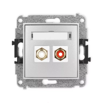 Mechanizm gniazda podwójnego RCA typu cinch - biały i czerwony, pozłacany Karlik seria ICON 7IGRCA-2 kolor srebrny metalik