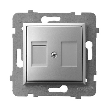 Obudowa gniazda pojedynczego z przesłoną typu Keystone prosta seria ARIA kolor Srebro symbol GPK-1UP/p/18
