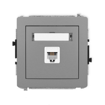 Mechanizm gniazda telefonicznego pojedynczego 1xRJ11, 4-stykowy, beznarzędziowe Karlik seria DECO 27DGT-1 kolor szary mat