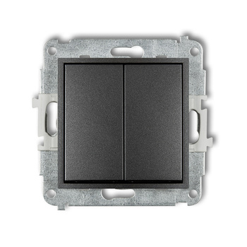 Mechanizm łącznika podwójnego schodowego bez piktogramów Karlik seria ICON 11IWP-33.1 kolor grafitowy