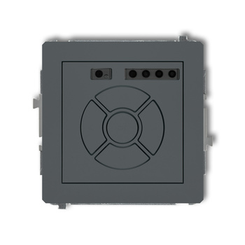 Mechanizm elektronicznego sterownika roletowego przycisk centralny/dodatkowy Karlik seria DECO 28DSR-6 kolor grafitowy mat