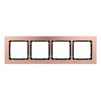 Ramka uniwersalna poczwórna - aluminium szczotkowane ramka: kolor miedziany; spód: czarny Karlik seria DECO 9-12-DRA-4 kolor miedziany