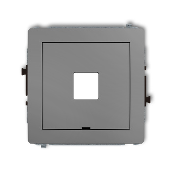 Mechanizm gniazda multimedialnego pojedynczego bez modułu, bez pola opisowego standard Keystone Karlik seria DECO 27DGMBO-1P kolor szary mat