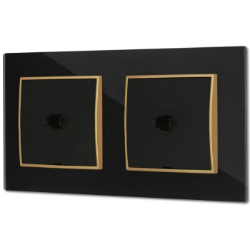 Dwa włączniki pojedyncze w stylu USA ramka kwadratowa efekt szkła seria ICON kolor czarny/złoty