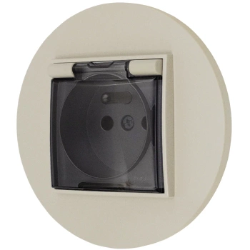 Gniazdo hermetyczne z ramką okrągłą seria MINI kolor taupe