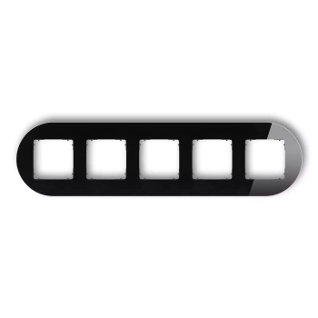 Ramka uniwersalna pięciokrotna okrągła - efekt szkła ramka: czarna; spód: grafitowy mat Karlik seria ICON 12-28-IRSO-5 kolor czarny