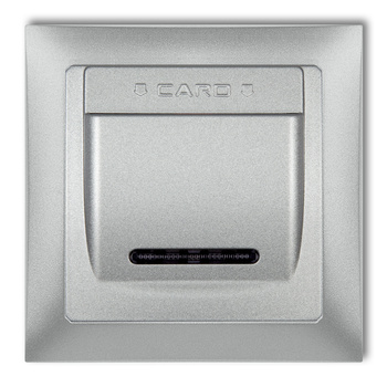 Łącznik hotelowy z ramką uniwersalną pojedynczą z tworzywa DECO Soft Karlik seria DECO 7DSHSO-1 kolor srebrny metalik