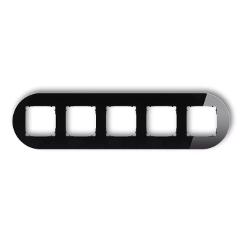 Ramka uniwersalna pięciokrotna okrągła - efekt szkła ramka: czarna; spód: czarny Karlik seria ICON 12-12-IRSO-5 kolor czarny