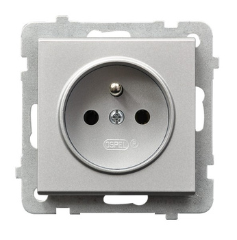 Gniazdo pojedyncze z uziemieniem seria SONATA kolor Srebro mat symbol GP-1RZ/m/38
