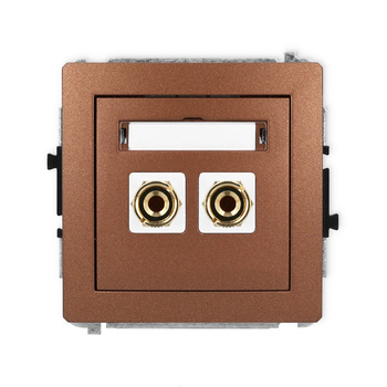 Mechanizm gniazda głośnikowego pojedynczego typu banan - czerwony i czarny, pozłacany, 4 mm2, do lutowania Karlik seria DECO 9DGG-3 kolor brązowy metalik