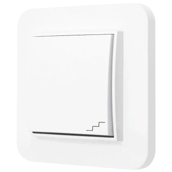 Włącznik schodowy z ramką zaokrągloną seria MINI kolor biały mat