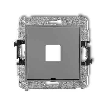 Mechanizm gniazda multimedialnego pojedynczego bez modułu, bez pola opisowego standard Keystone Karlik seria ICON 27IGMBO-1P kolor szary mat