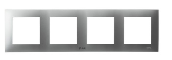 Ramka poczwórna do łączników IP-44 seria SZAFIR kolor Srebro symbol RH-4Z/18