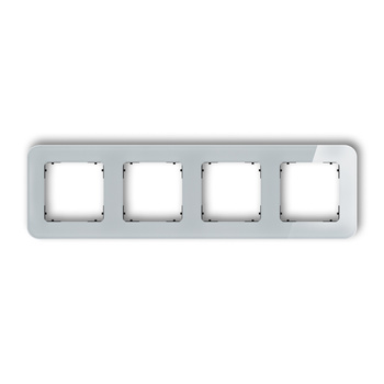 Ramka uniwersalna poczwórna zaokrąglona - efekt szkła ramka: szara spód: czarny Karlik seria ICON 15-12-IRSZ-4 kolor szary