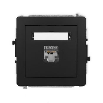 Mechanizm gniazda komputerowego pojedynczego 1xRJ45, kat. 6, ekranowany, 8-stykowy Karlik seria DECO 12DGK-5 kolor czarny mat