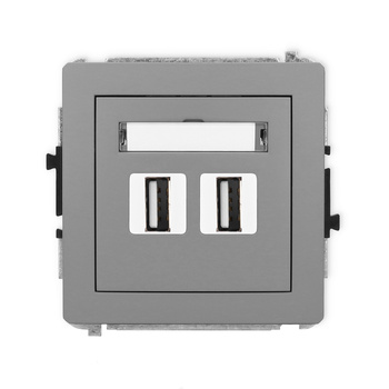 Mechanizm gniazda podwójnego 2xUSB A-A 2.0 Karlik seria DECO 27DGUSB-2 kolor szary mat