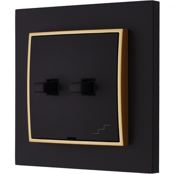 Włącznik Włącznik schodowy podwójny styl usa karlik mini kolor czarny mat/złoty
