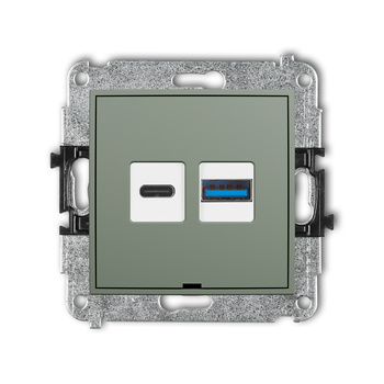 Mechanizm ładowarki USB podwójnej USB C + USB A, 20W max., bez pola opisowego Karlik seria MINI 61MCUSBBO-8 kolor szałwiowy