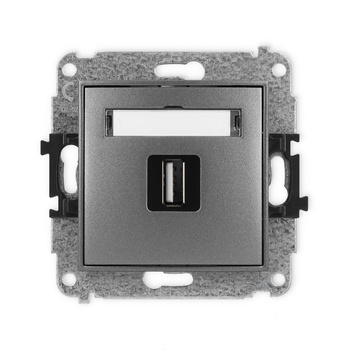 Mechanizm gniazda pojedynczego USB A-A 2.0 Karlik seria ICON 11IGUSB-1 kolor grafitowy