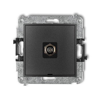 Mechanizm gniazda antenowego pojedynczego typu F SAT niklowany, bez pola opisowego Karlik seria MINI 11MGFBO-1 kolor grafitowy