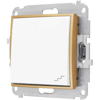 Włącznik schodowy bez ramki seria MINI kolor biały mat/złoty