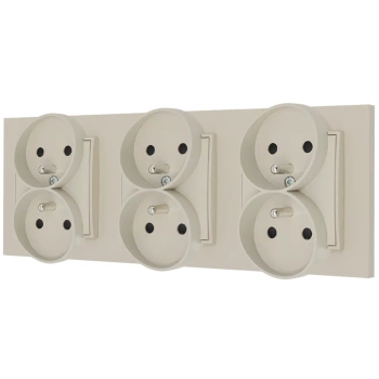 Trzy gniazda podwójne z ramką prostą seria MINI kolor taupe