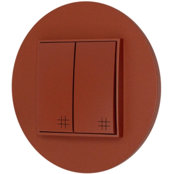 Włącznik krzyżowy podwójny z ramką okrągłą seria MINI kolor terakota