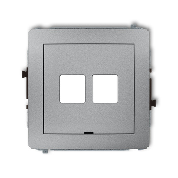 Mechanizm gniazda multimedialnego podwójnego bez modułu, bez pola opisowego standard Keystone Karlik seria DECO 7DGMBO-2P kolor srebrny metalik