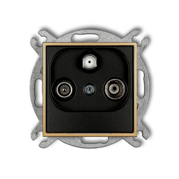 Gniazdo rtv-sat końcowe bez ramki mini kolor czarny mat/złoty